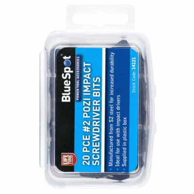BlueSpot 20pc Impact Bit Set Drill Driver Screwdriver Bits 25mm PZ2 ...