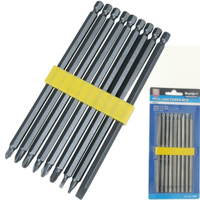 Bluespot 9pc 150mm Extra Long Reach Power Drill Screwdriver Bit Set Hex 6''