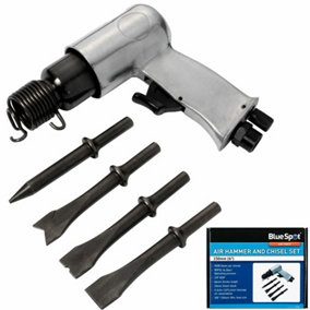 BlueSpot Air Hammer Chisel Set With 4 Chisels Compact Design Tool For Compressor