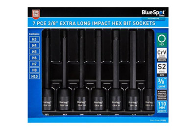 BLUESPOT Impact HEX Extra Long 8pc 3/8