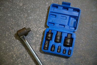 BlueSpot 4pc Impact Socket Converter Reducer Adapter Set – 1/4, 1/2, 3/8 Drive, Black Chrome