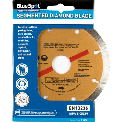 BlueSpot Segmented Diamond Cutting Blade Disc Gold Dry 115mm 4.5"