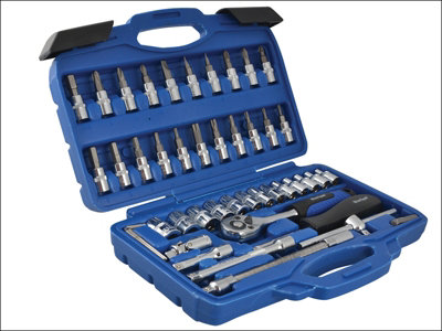 BlueSpot Tools 01530 1/4in Square Drive Socket & Bit Set 46 Piece B/S01530