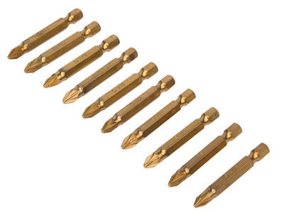 BlueSpot Tools 14105 Titanium Coated Screwdriver Bits PZ2 x 50mm (Pack 10) B/S14105
