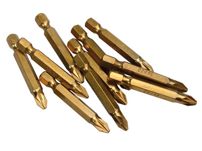 BlueSpot Tools 14105 Titanium Coated Screwdriver Bits PZ2 x 50mm (Pack 10) B/S14105