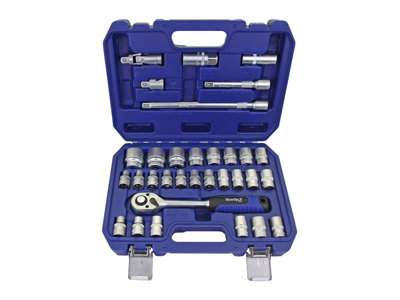 BlueSpot Tools 1577 1/2in Hex & 12 Point Socket Set 32 Piece B/S1577