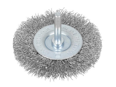 BlueSpot Tools 19222 Flat Steel Wire Wheel Brush 75mm x 6mm Arbor B/S19222