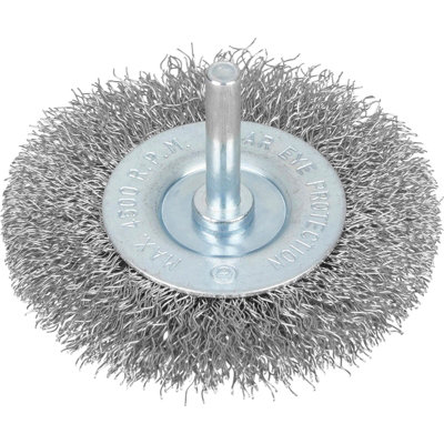 BlueSpot Tools 19222 Flat Steel Wire Wheel Brush 75mm x 6mm Arbor B/S19222 - 3