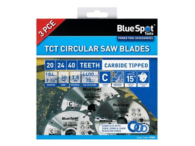 BlueSpot Tools 19400 184mm Circular Saw Blade Set 3 Piece B/S19400