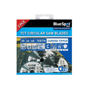 BlueSpot Tools 19400 184mm Circular Saw Blade Set 3 Piece B/S19400