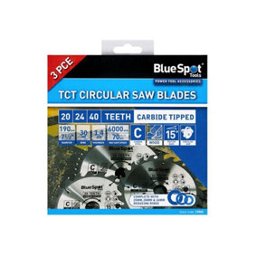 BlueSpot Tools 19402 190mm Circular Saw Blade Set 3 Piece B/S19402