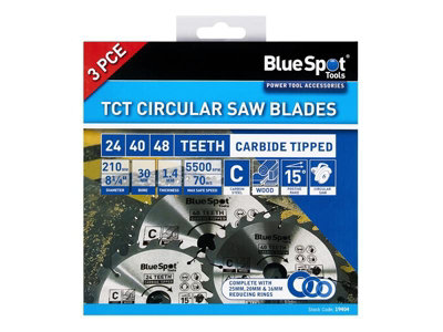 BlueSpot Tools 19404 210mm Circular Saw Blade Set 3 Piece B/S19404