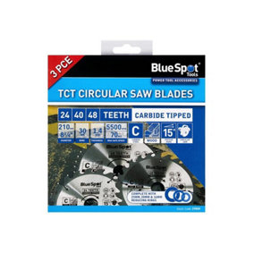BlueSpot Tools 19404 210mm Circular Saw Blade Set 3 Piece B/S19404