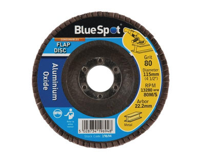 BlueSpot Tools 19694 Sanding Flap Disc 115mm 80 Grit B/S19694