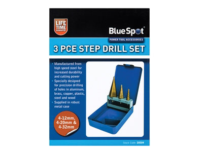 BlueSpot Tools 20504 Step Drill Set 4-32mm 3 Piece B/S20504