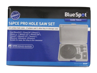 BlueSpot Tools 20509 Multi Holesaw Set, 16 Piece 19-127mm B/S20509