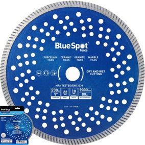 BlueSpot Turbo Tile Diamond Cutting Disc Angle Grinder Blade Stone 9" 230mm