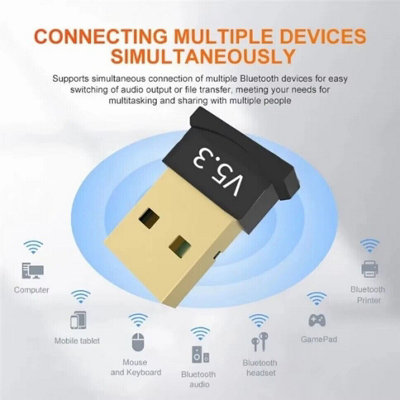 Bluetooth 5.3 Wireless Audio Data Transmitter Receiver USB PC Dongle ...
