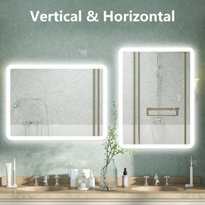 Bluetooth Bathroom LED Mirror with Shaver Socket 3 Colour Lights Anti ...