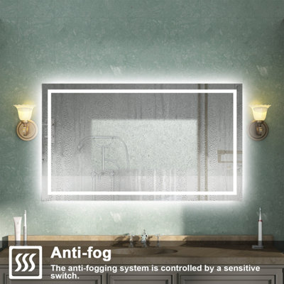 Bluetooth Bathroom Mirror with 3 Colour LED Lights Demister Pad Anti ...