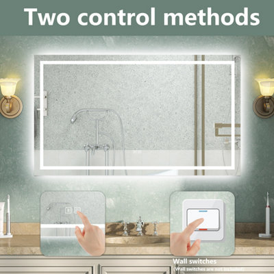 Bluetooth Bathroom Mirror with 3 Colour LED Lights Demister Pad Anti ...