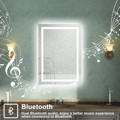 Bluetooth Bathroom Mirror with 3 Colour LED Lights Demister Pad Anti ...