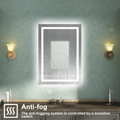 Bluetooth Bathroom Mirror with 3 Colour LED Lights Demister Pad Anti ...