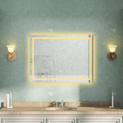 Bluetooth Bathroom Mirror with 3 Colour LED Lights Demister Pad Anti ...