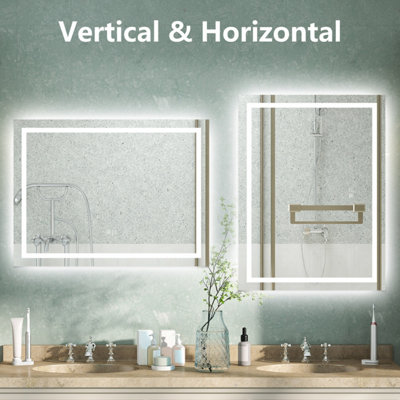 Bluetooth Bathroom Mirror with Shaver Socket 3 Colour LED Lights ...
