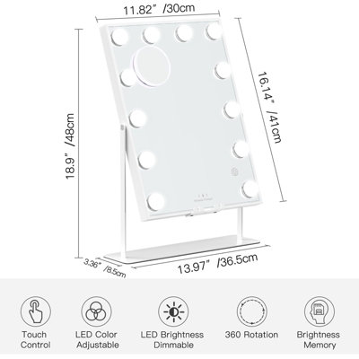 Bluetooth Hollywood Vanity Mirror with Wireless Charging - 5