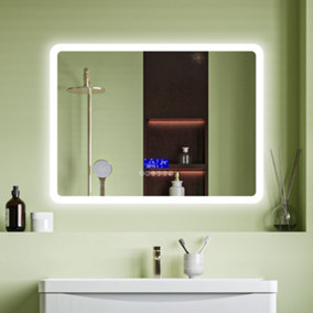 Rounded square Silver Bathroom Mirrors Home furnishings B Q