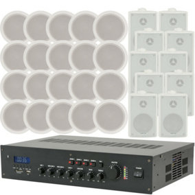 Bluetooth PA Amplifier & 30x Ceiling Wall Speaker Kit Background Music System