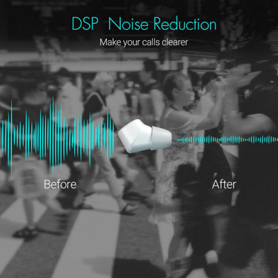Bluetooth Wireless Earbuds with Mic, Charging Case, DSP Noise Cancelling, 25h Battery, 4 Sizes of Silicone Cover - August EP800W