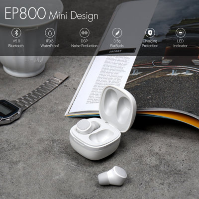 Bluetooth Wireless Earbuds with Mic, Charging Case, DSP Noise Cancelling, 25h Battery, 4 Sizes of Silicone Cover - August EP800W