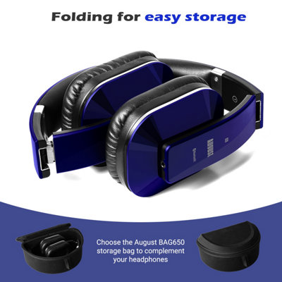 Bluetooth Wireless Over Ear AptX Low Latency NFC Headphones with Mic, Custom EQ App, Warm Rich Bass, Comfort Design- August EP650L