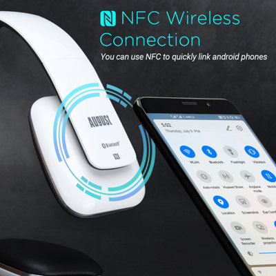 Bluetooth Wireless Rechargeable On Ear Headphones with Mic, NFC, Low Latency, Ultra Lightweight - August EP636W