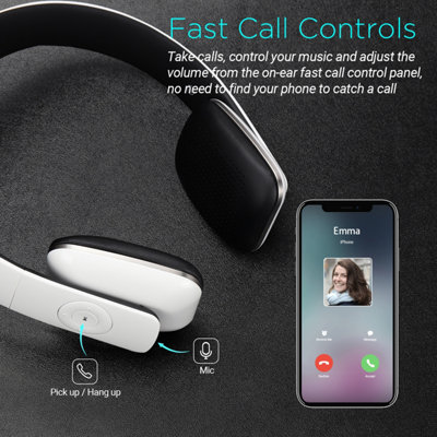 Bluetooth Wireless Rechargeable On Ear Headphones with Mic, NFC, Low Latency, Ultra Lightweight - August EP636W