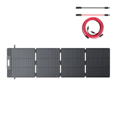 BLUETTI 200W Portable Solar Panel, With Adjustable Kickstands, For RV, Camping, Blackout & MC4-5M-Extension
