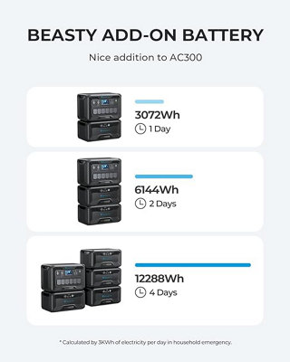BLUETTI 2xB300 Expansion Battery 6144Wh LiFePO4 Battery Pack for Power Station AC300/AC500/AC200MAX/AC200P/EB240/EP500Pro - 3