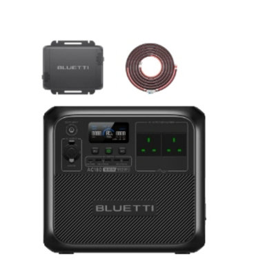BLUETTI AC180 Portable Power Station with Charger 1, 1152Wh Capacity, 560W Alternator Charger, For Road Trips, Off-grid Use