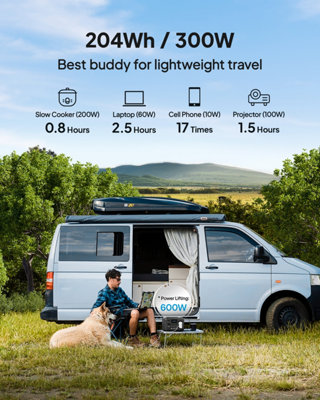 BLUETTI AC2A Portable Power Station 300W 204Wh LiFePO4 Battery Solar Generator for Outdoor Camping
