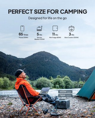 BLUETTI EB70 Gray solar generator 1000W 716Wh LiFePO4 Battery Buy EB70 and get a free grey backpack