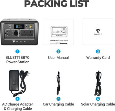 BLUETTI EB70 Gray solar generator 1000W 716Wh LiFePO4 Battery Buy EB70 and get a free grey backpack - 9