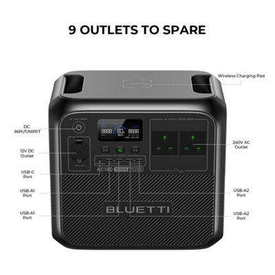 BLUETTI Portable Power Station AC180 1152Wh LiFePO4 Battery Backup 1800W Off-grid Solar Generator for Camping - 6