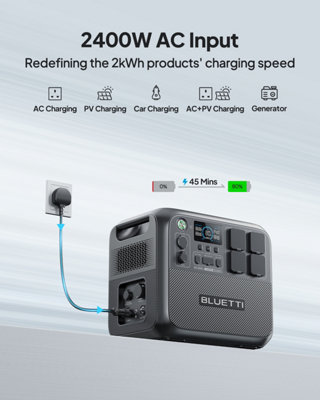 BLUETTI Portable Power Station AC200L 2400W 2048Wh with 200w Solar Panel - 4
