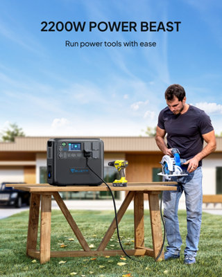 BLUETTI Portable Power Station AC200MAX 2048Wh LiFePO4 Battery Backup 2200W Solar Generator 12V/30A RV Cable Included - 5