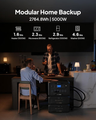 BLUETTI Power Station AC500 & B300K Expansion Battery 2764.8Wh LiFePO4 Battery Backup 5000W Solar Generator witn cable P090D-P150D - 5