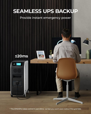 BLUETTI  Power Station EP500Pro 5100Wh LiFePO4 Battery Backup 3000W UPS Solar Generator for Home Use with Trolley - 5