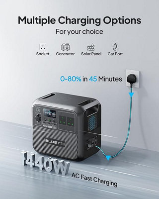 BLUETTI Solar Generator AC180 with PV120S Solar Panel Included 1152Wh LiFePO4 Battery Backup 1800W Off-grid Solar Generator - 4