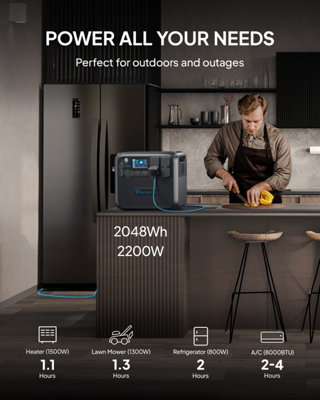 BLUETTI Solar Generator AC200MAX with PV350 Solar Panel Included 2048Wh LiFePO4 Battery Backup 2200W Solar Generator